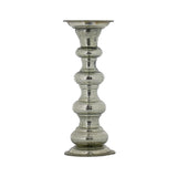 Antique Silver Ribbed Glass Pillar Candle Holder