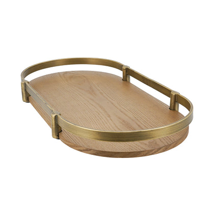 Oval Ash Wood Display Trays with Metal Rails Set of 2 - Image 4