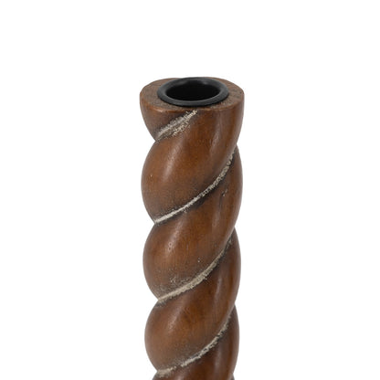 Spiral Birch Wood Taper Candle Holders Set of 2 - Image 3