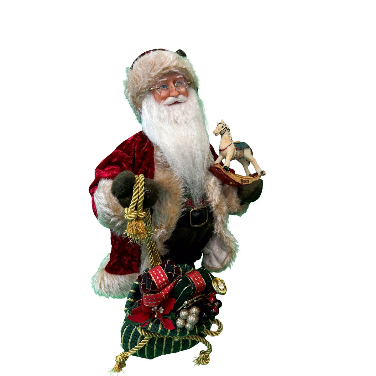 15-Inch Santa Figure with Rocking Horse and Toy Bag - Image 2