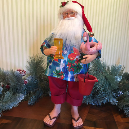 15-Inch Santa Figure with Flamingo Float - Image 2