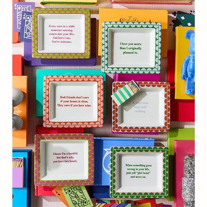 Porcelain Desk Trinket Trays with Sayings Set of 6 - Image 2
