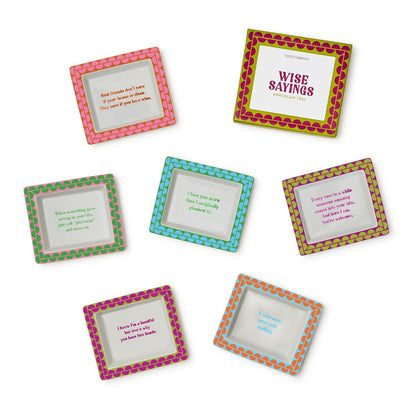 Porcelain Desk Trinket Trays with Sayings Set of 6 - Image 3
