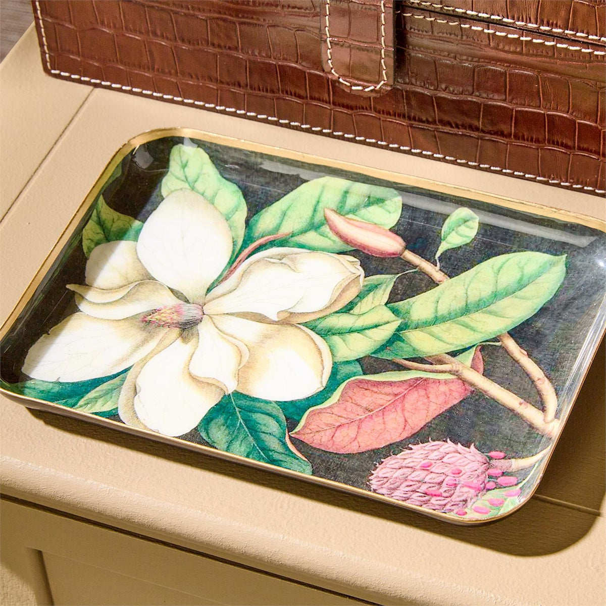 Vintage Floral Metal Trinket Trays Set of 4 - Image 2