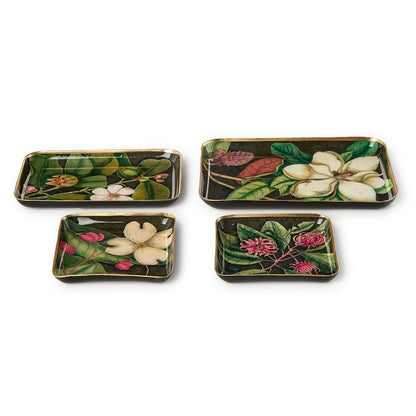 Vintage Floral Metal Trinket Trays Set of 4 - Image 4