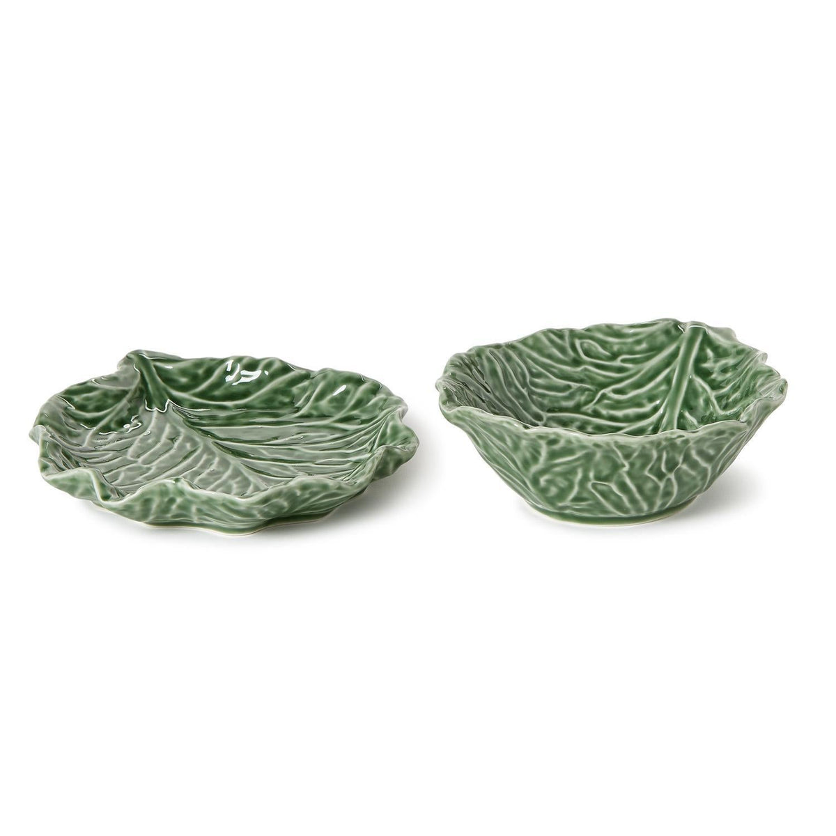 Leaf-Textured Stoneware Bowl and Plate Set of 2 - Image 4