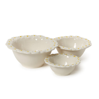 Daisy-Shaped Porcelain Serving Bowls Set of 3 - Image 3