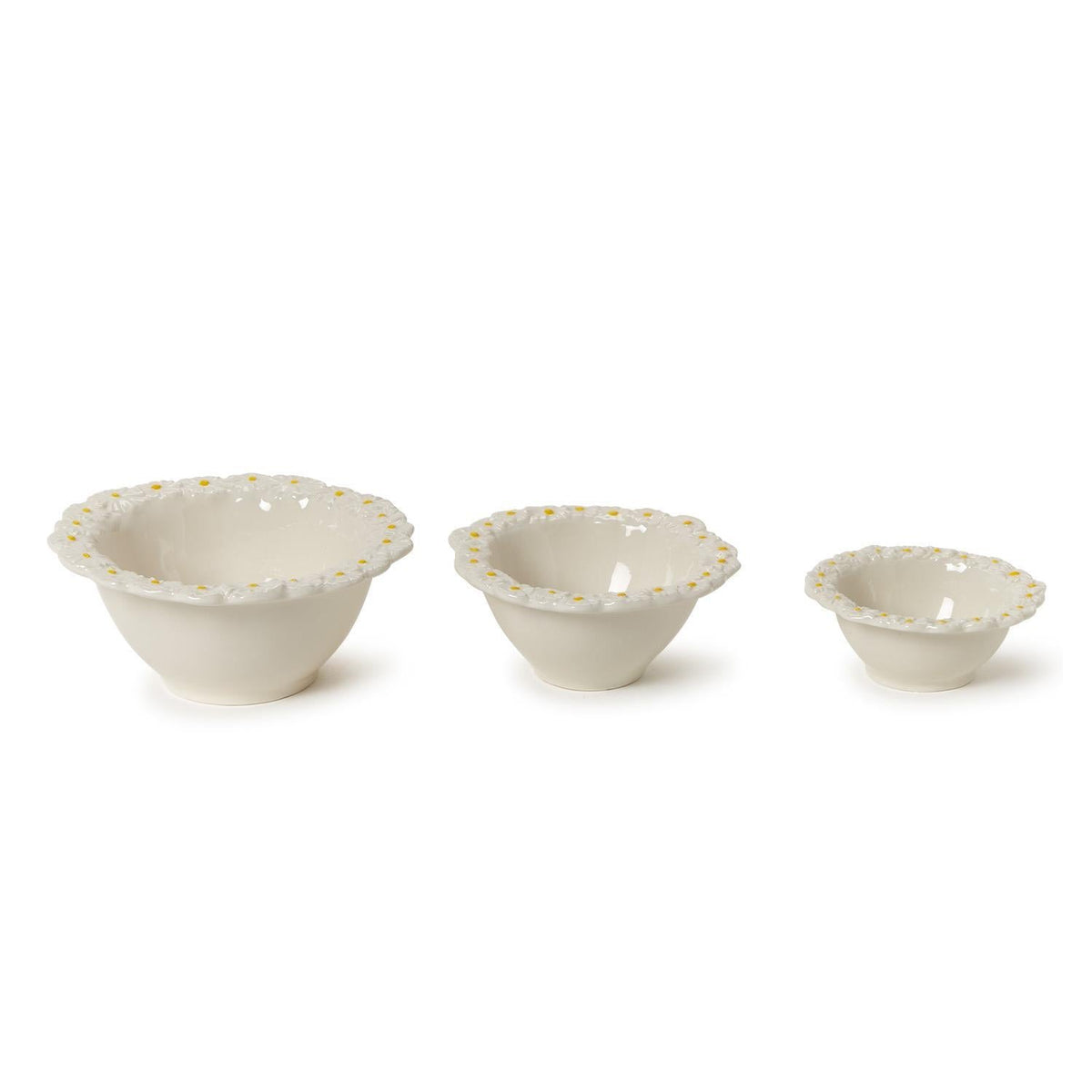 Daisy-Shaped Porcelain Serving Bowls Set of 3 - Image 4