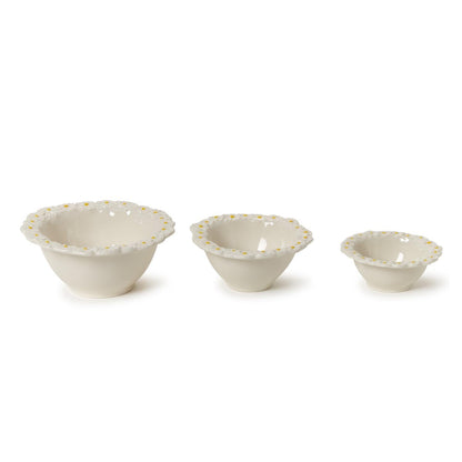 Daisy-Shaped Porcelain Serving Bowls Set of 3 - Image 4