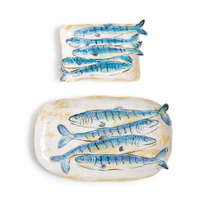 Fish-Shaped Stoneware Appetizer Plates Set of 2
