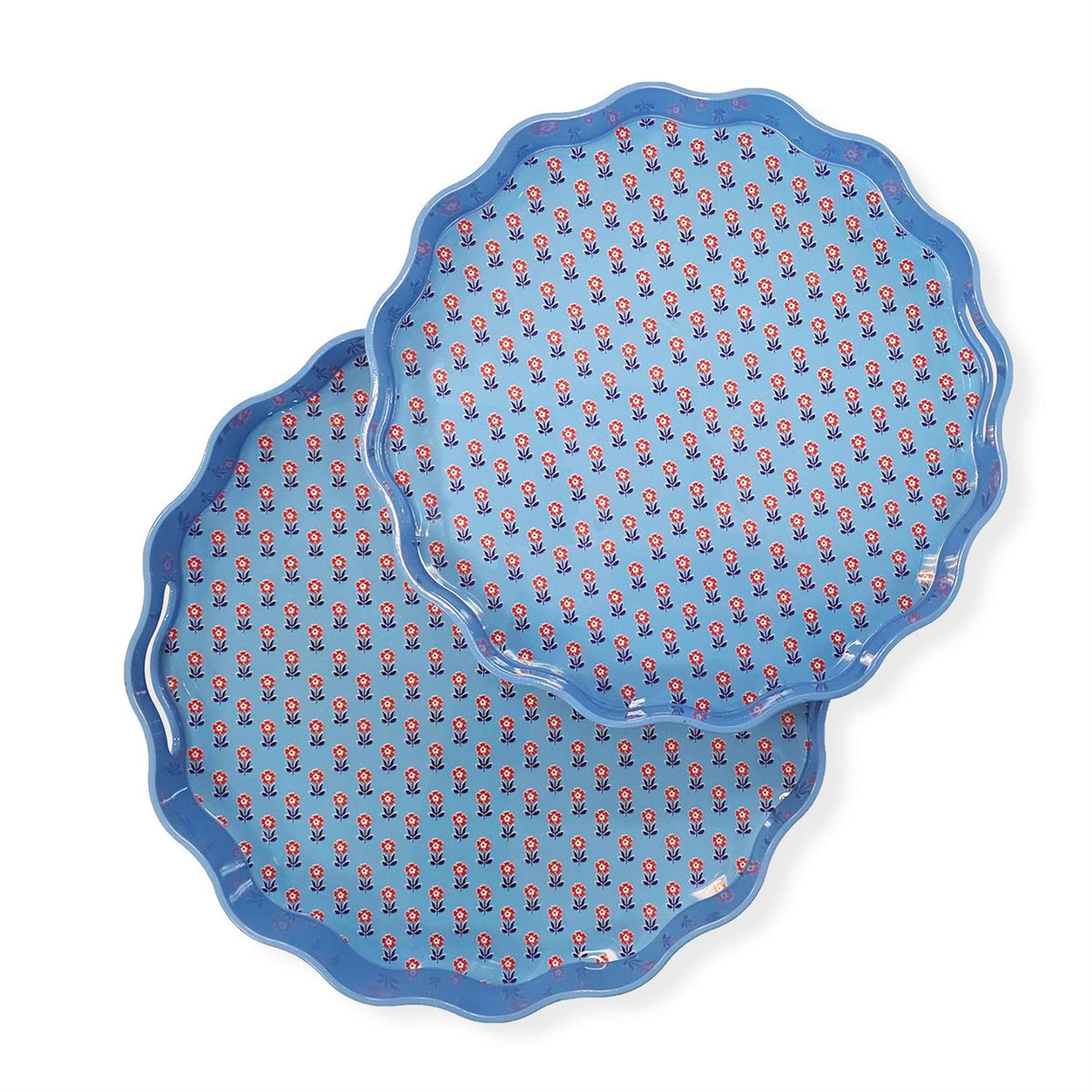 Scalloped Lacquered Decorative Trays Set of 2 - Image 1