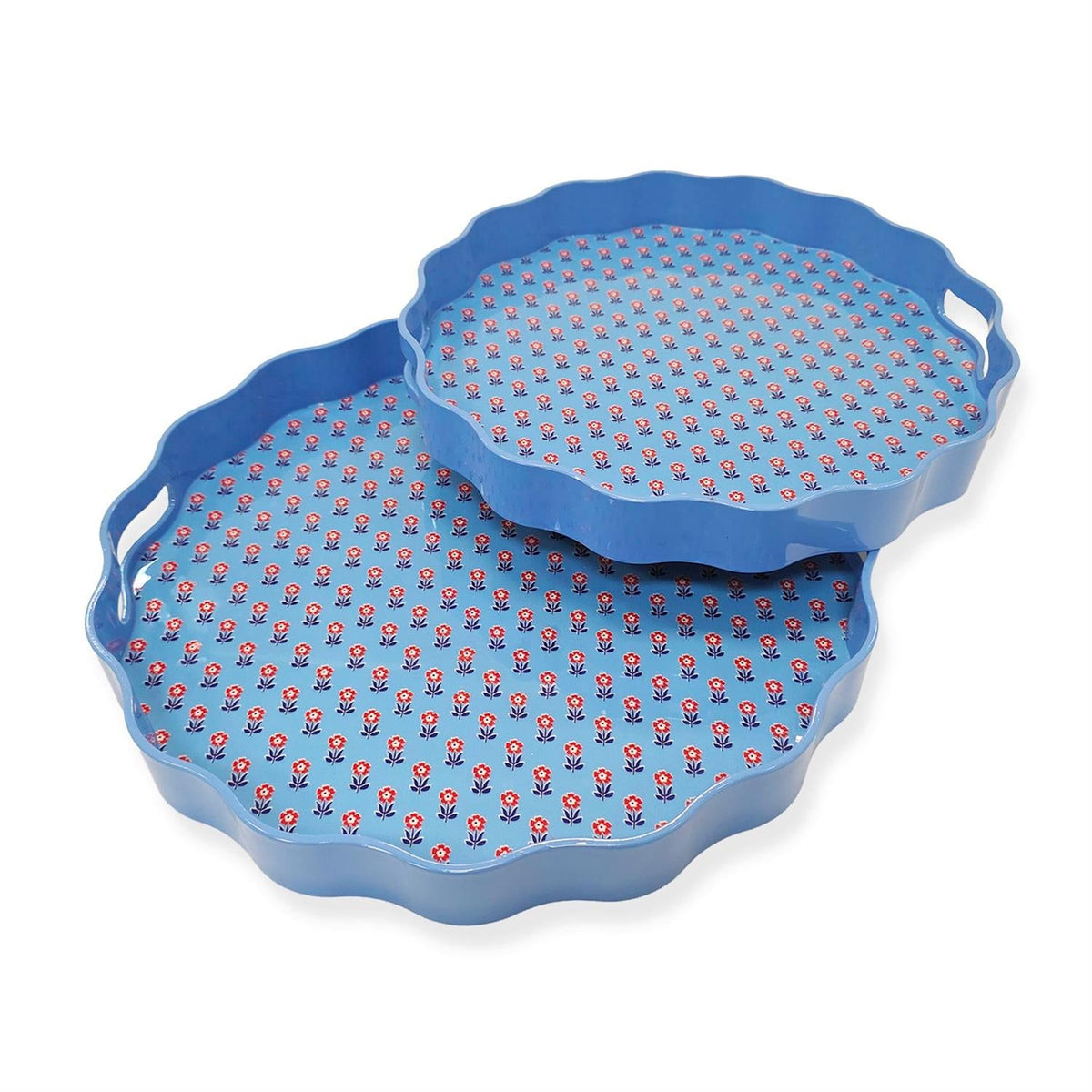 Scalloped Lacquered Decorative Trays Set of 2 - Image 2