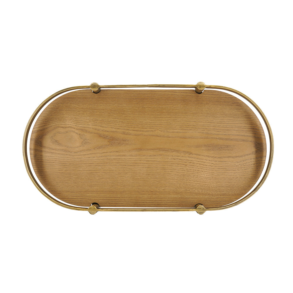 Oval Ash Wood Display Trays with Metal Rails Set of 2 - Image 5