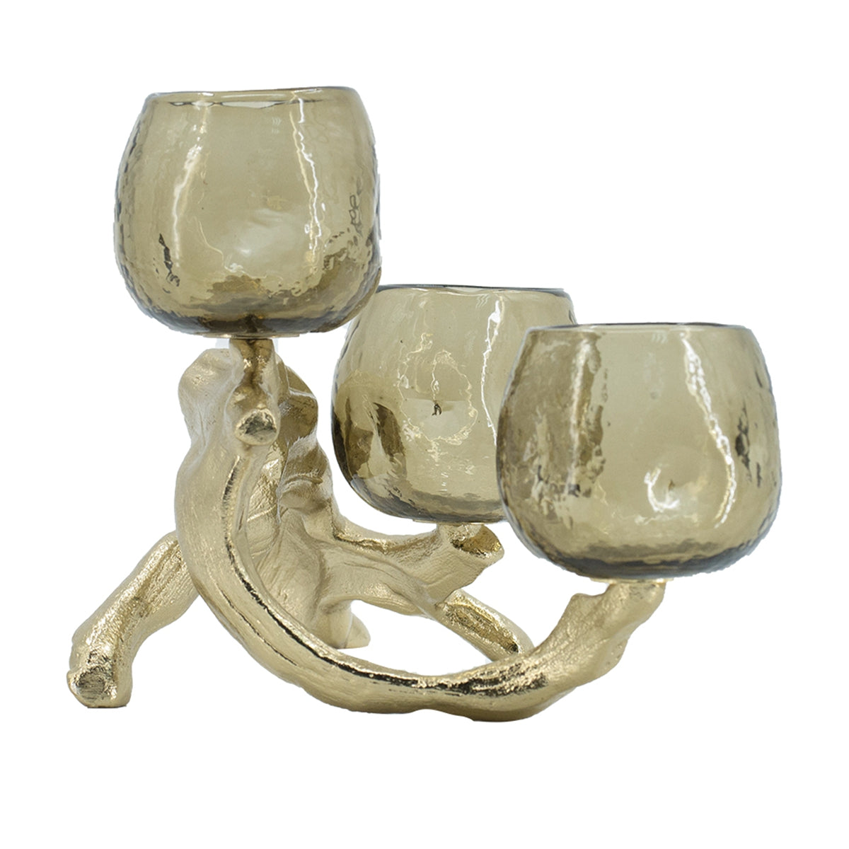 Gold Branch Triple Votive Candle Holder with Glass Cups - Image 5