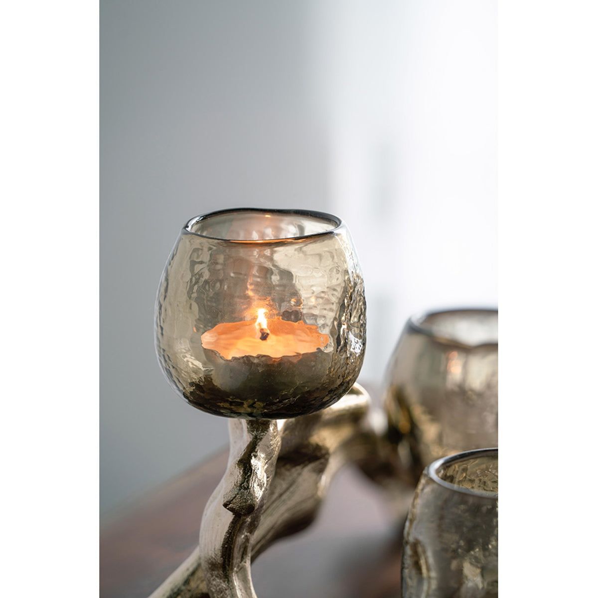 Gold Branch Triple Votive Candle Holder with Glass Cups - Image 11