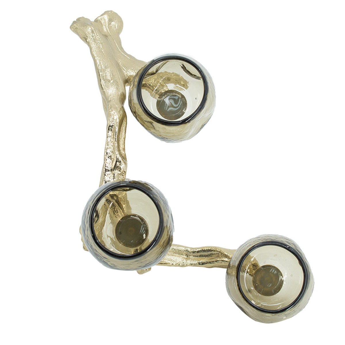 Gold Branch Triple Votive Candle Holder with Glass Cups - Image 6
