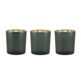 Geometric Teal Glass Votive Candle Holders Set of 3