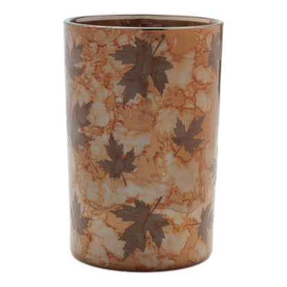 Amber Autumn Leaf Glass Votive Candle Holders Set of 3 - Image 2