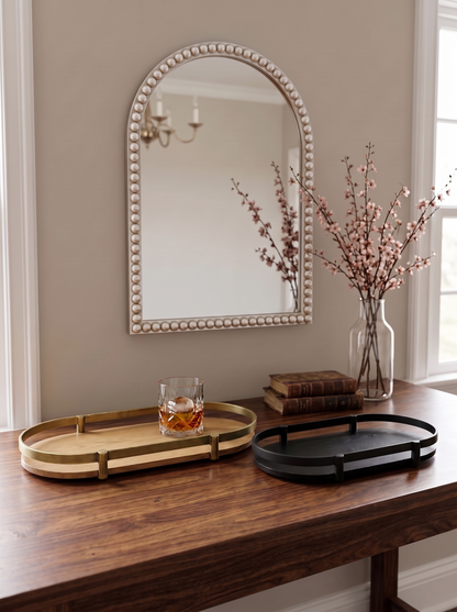 Oval Ash Wood Display Trays with Metal Rails Set of 2 - Image 10