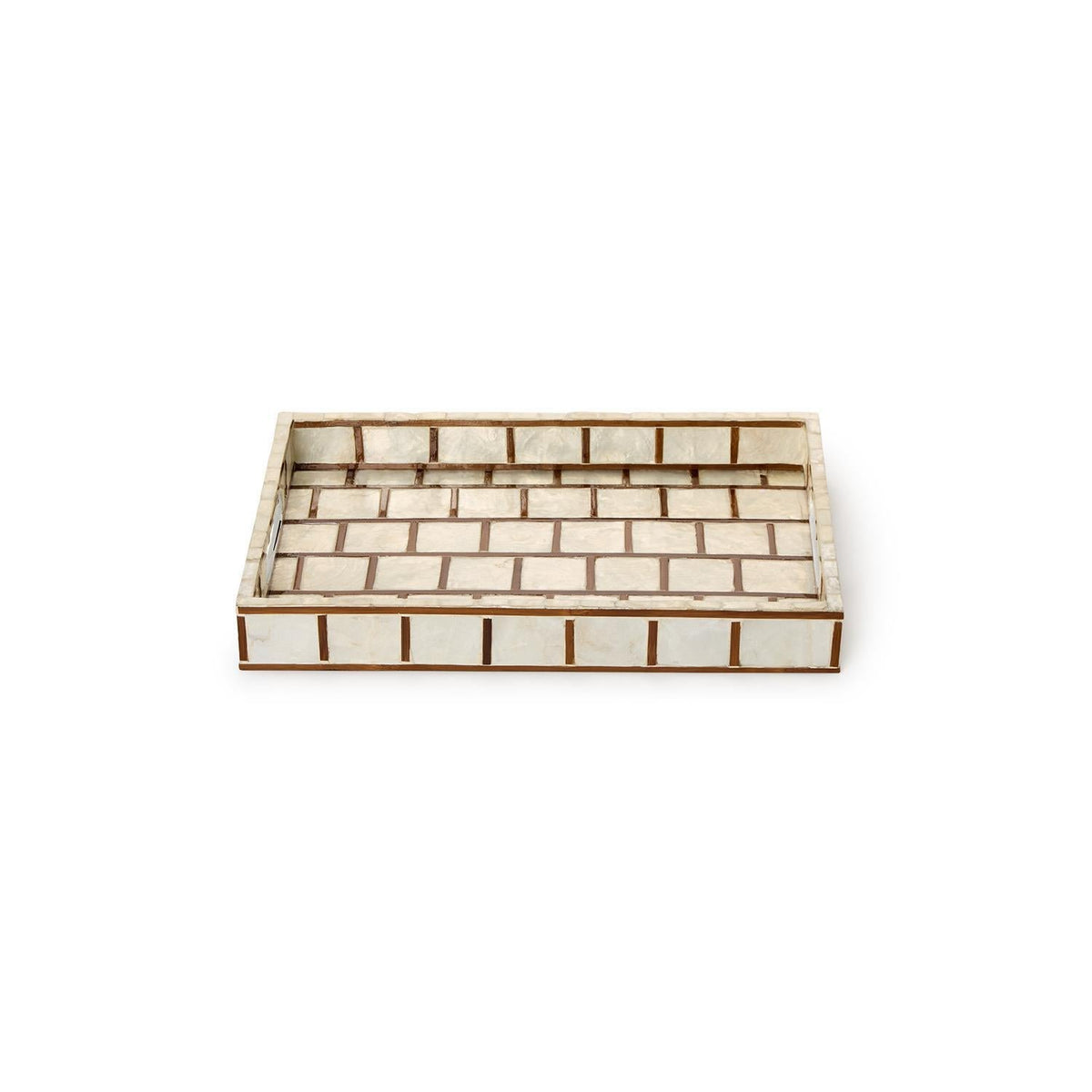 Bamboo and Capiz Shell Rectangle Trays with Handles Set of 3 - Image 5
