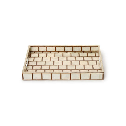 Bamboo and Capiz Shell Rectangle Trays with Handles Set of 3 - Image 6