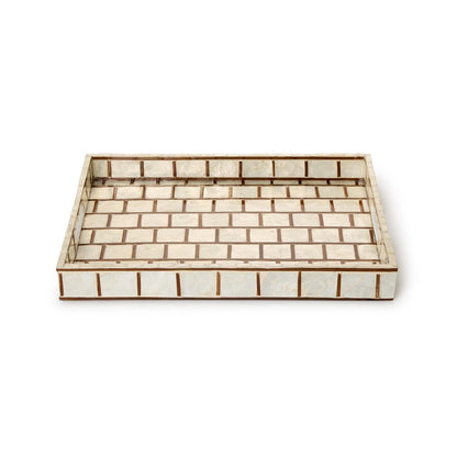 Bamboo and Capiz Shell Rectangle Trays with Handles Set of 3 - Image 7