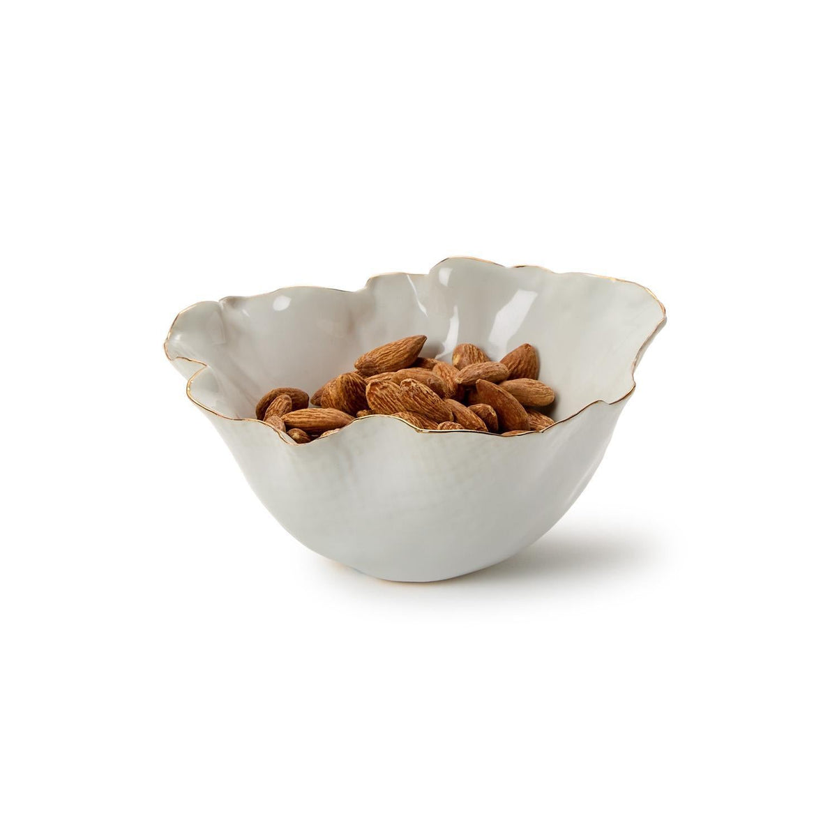 White Free-Form Ceramic Decorative Bowl - Image 1