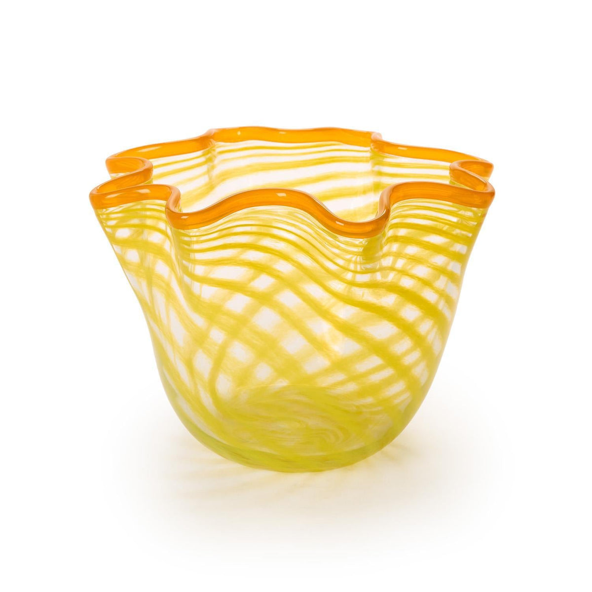 Hand-Blown Swirl Flare Decorative Glass Bowl - Image 2