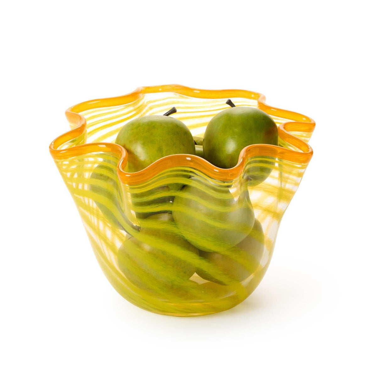 Hand-Blown Swirl Flare Decorative Glass Bowl - Image 1