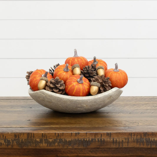 Autumn Pumpkin Acorn and Pinecone Bowl Filler Set of 2 - Image 1