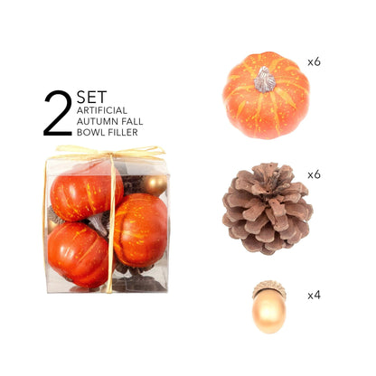 Autumn Pumpkin Acorn and Pinecone Bowl Filler Set of 2 - Image 4