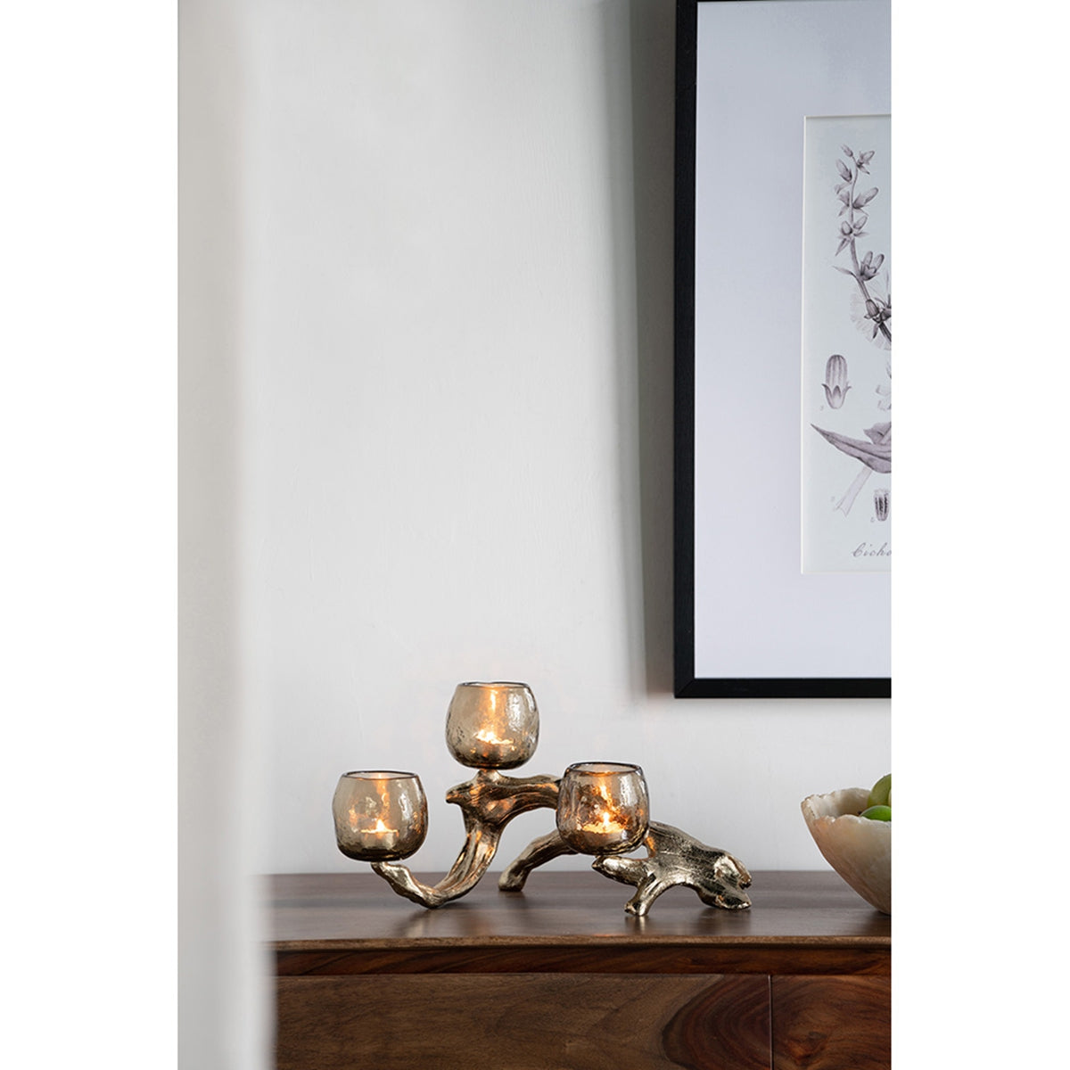 Gold Branch Triple Votive Candle Holder with Glass Cups - Image 15