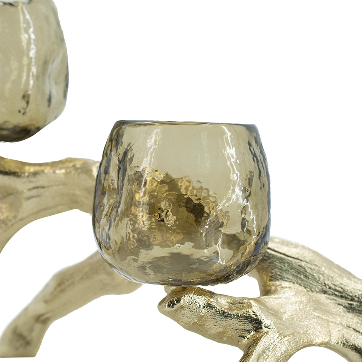 Gold Branch Triple Votive Candle Holder with Glass Cups - Image 9