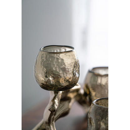 Gold Branch Triple Votive Candle Holder with Glass Cups - Image 10