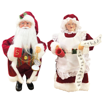 15-Inch Mr. and Mrs. Claus Holiday Figure Set of 2