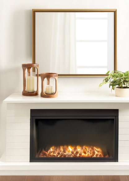 Natural Wood Lantern Candle Holders with Glass Cylinders Set of 2 - Image 7