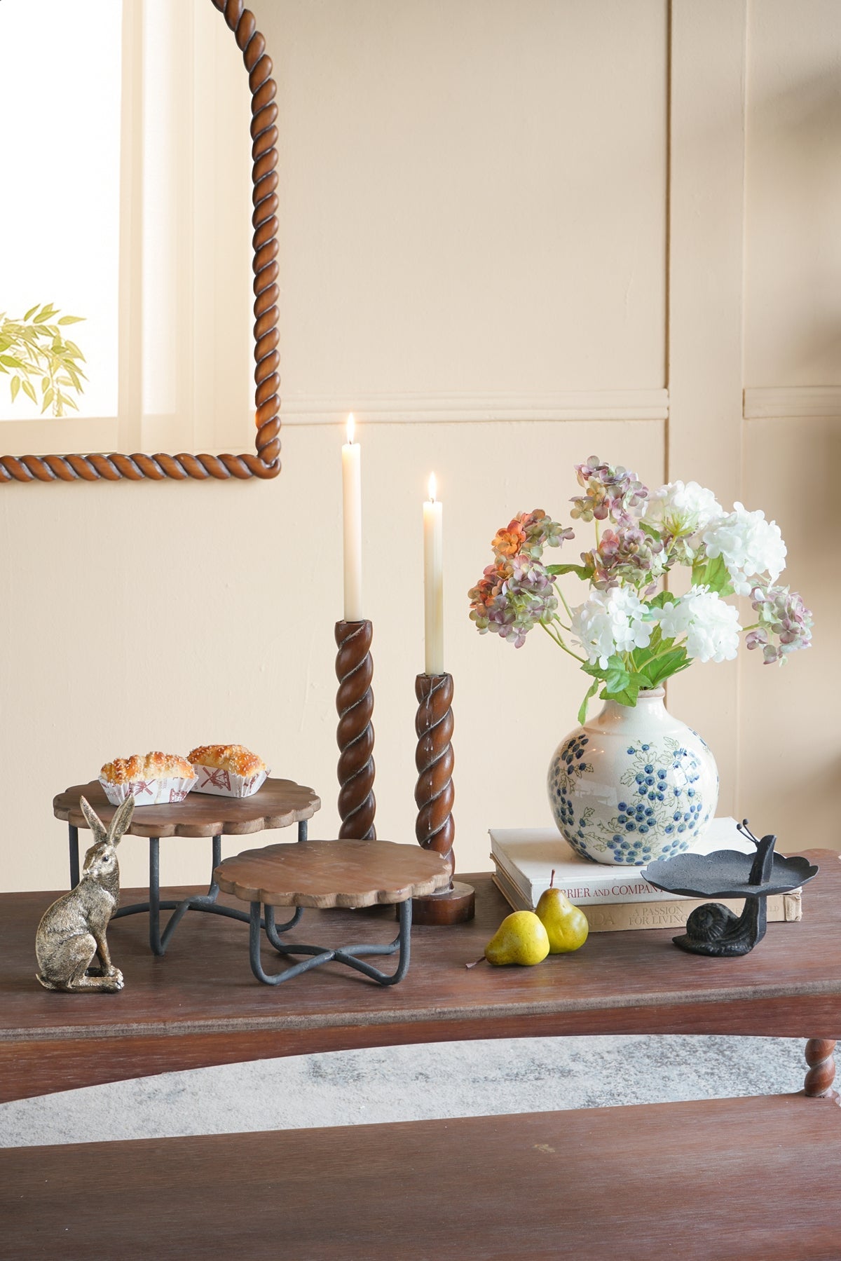 Spiral Birch Wood Taper Candle Holders Set of 2 - Image 5