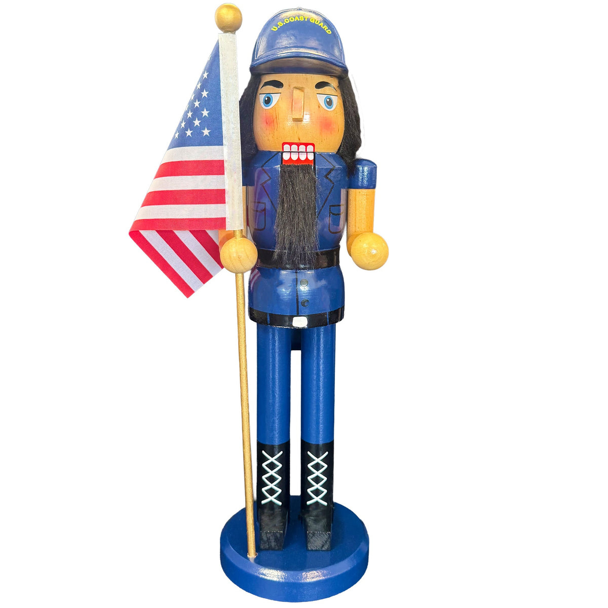 14-Inch Coast Guard Nutcracker with American Flag - Image 1