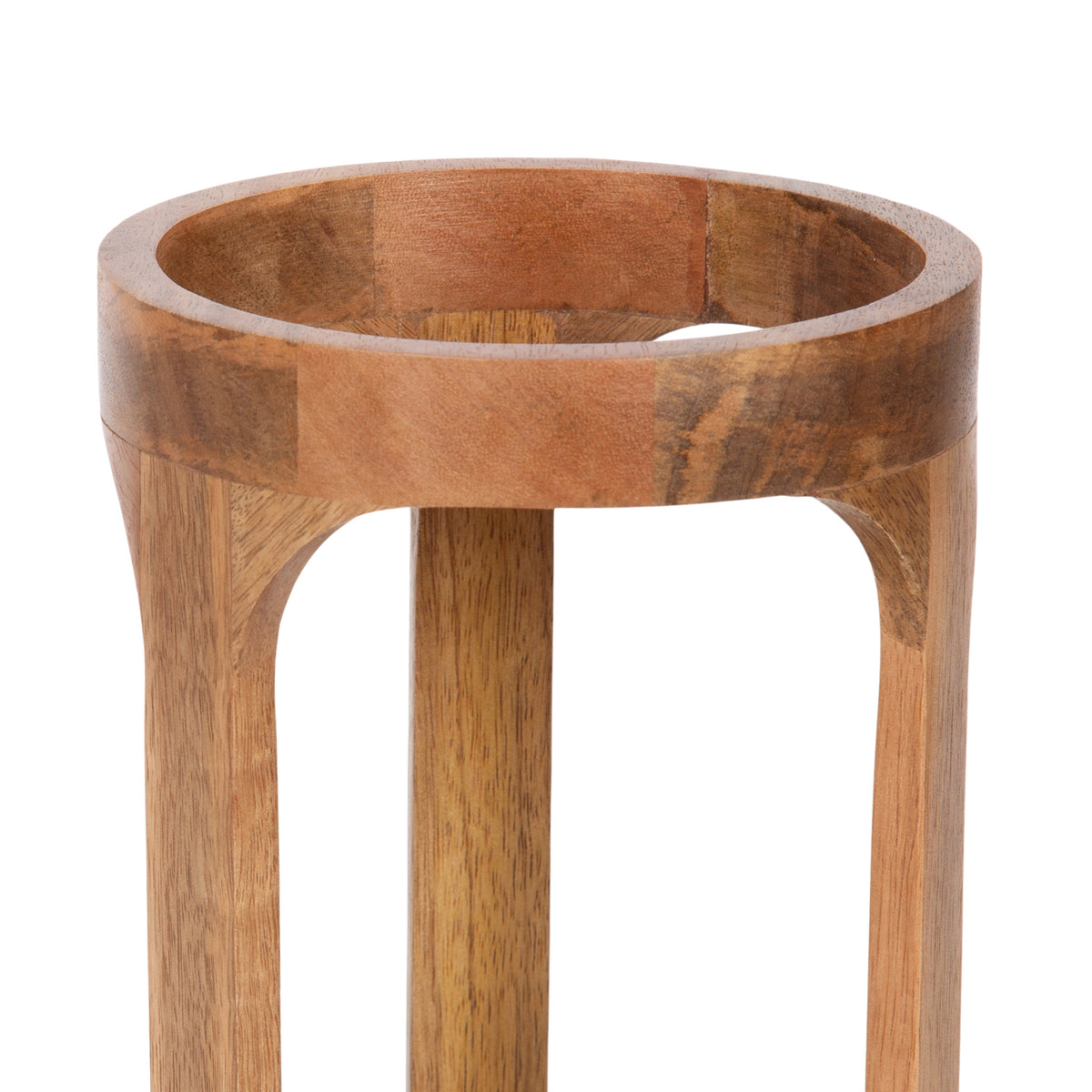 Natural Wood Lantern Candle Holders with Glass Cylinders Set of 2 - Image 3