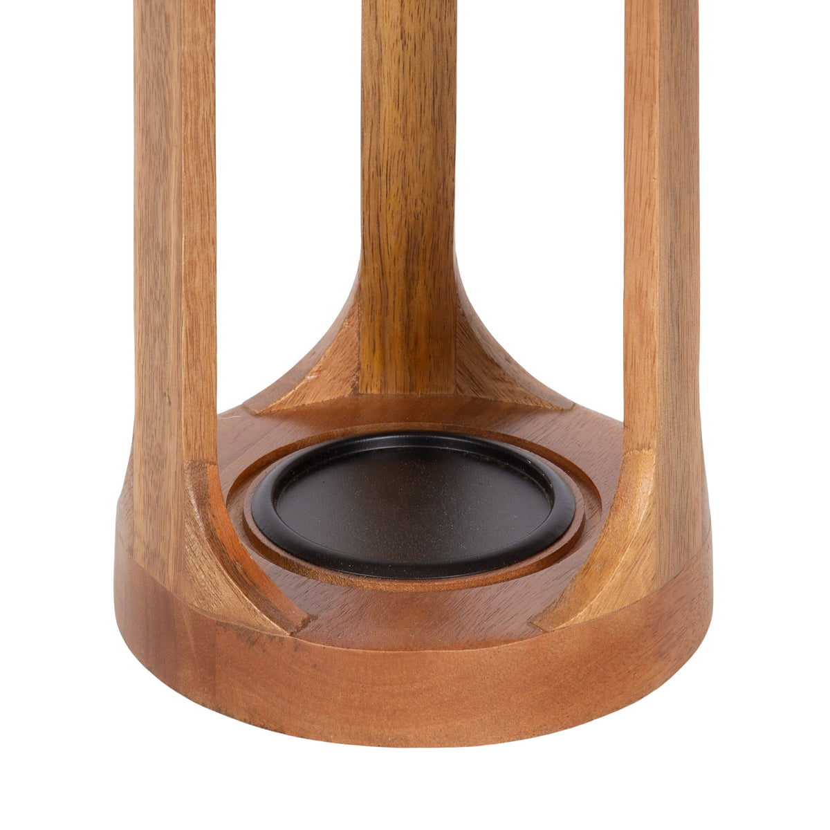 Natural Wood Lantern Candle Holders with Glass Cylinders Set of 2 - Image 6