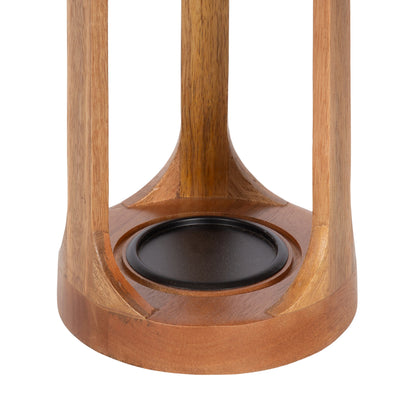 Natural Wood Lantern Candle Holders with Glass Cylinders Set of 2 - Image 6